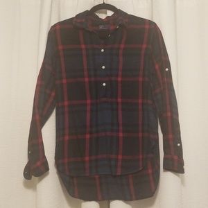 Gap rolled sleeve plaid flannel shirt